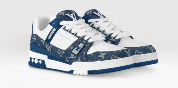 Louis Vuitton LV Trainer Sneakers Black White Monogram Leather Denim