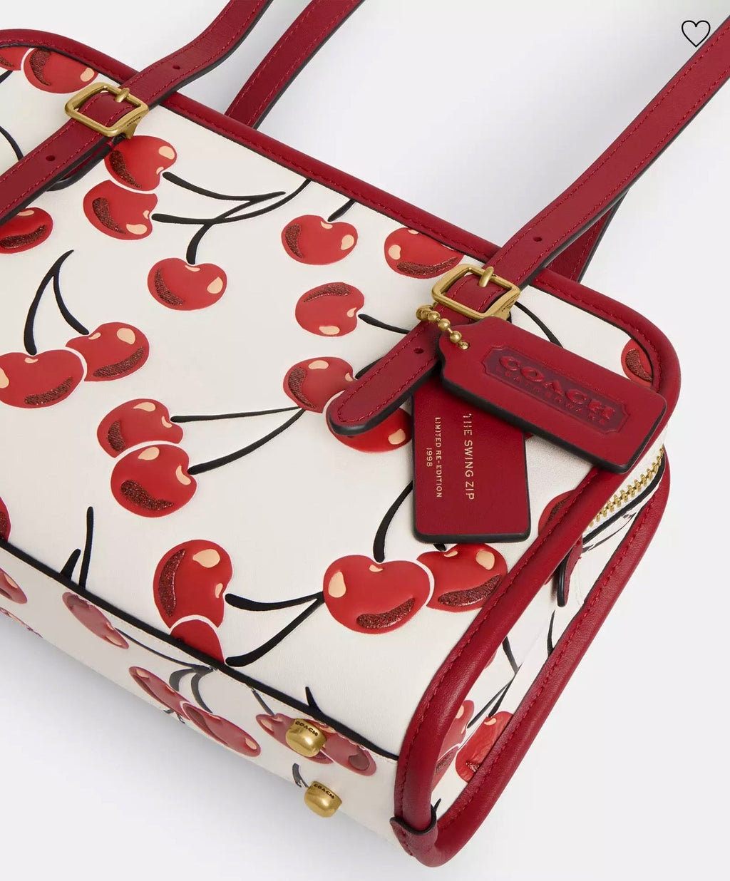 NWT Coach Originals Leather Swing Zip Bag With Cherry Print