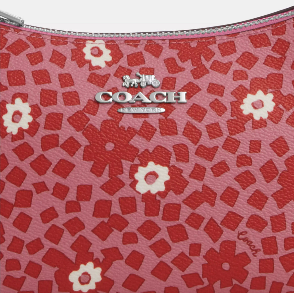 NWT Coach Teri Shoulder Bag With Floral Print In Silver/Pink Multi