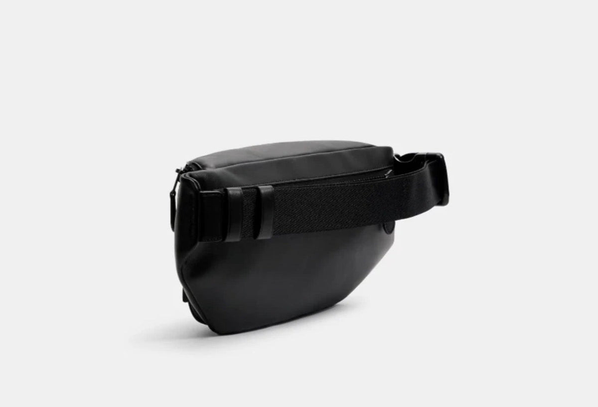 NWT Coach Men's Track Belt Bag In Smooth Leather In Gunmetal/Black