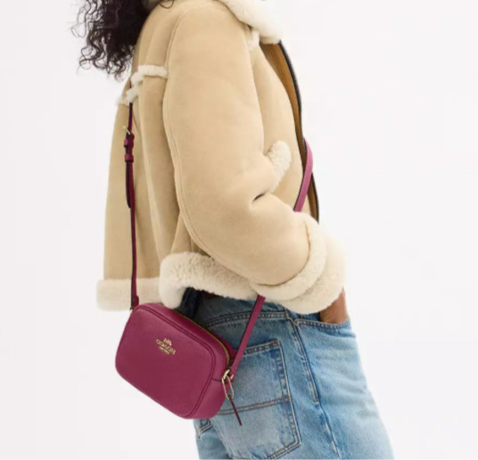 NWT Coach Leather Mini Jamie Camera Crossbody Handbag in Gold/Pink