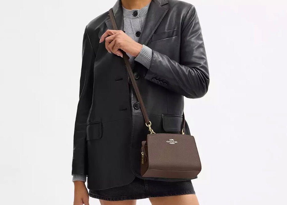 NWT Coach Gia Crossbody Leather Bag In Dark Stone