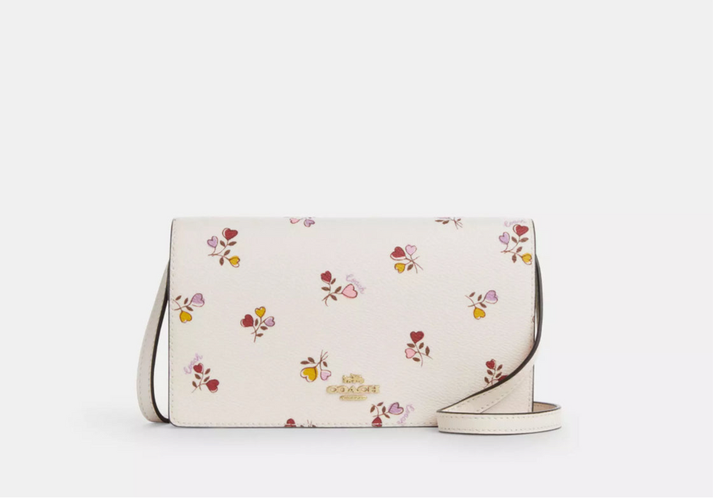 NWT Coach Anna Foldover Clutch/ Crossbody Bag With Floral Print