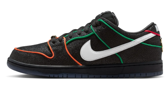 Nike SB Dunk Low Pro QS Black White Challenge Red Skate Sneakers