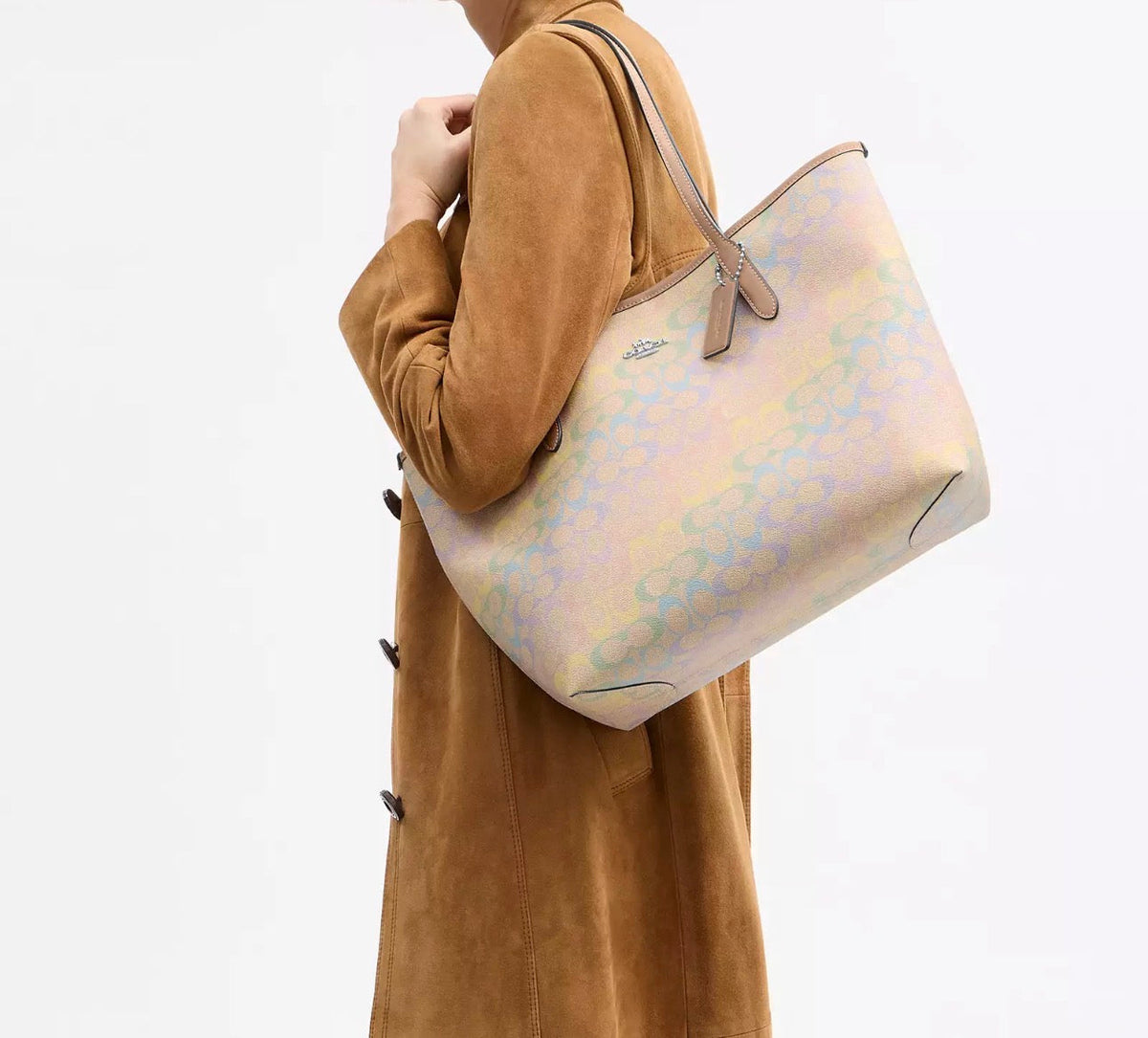 NWT Coach City Tote In Rainbow Signature Canvas