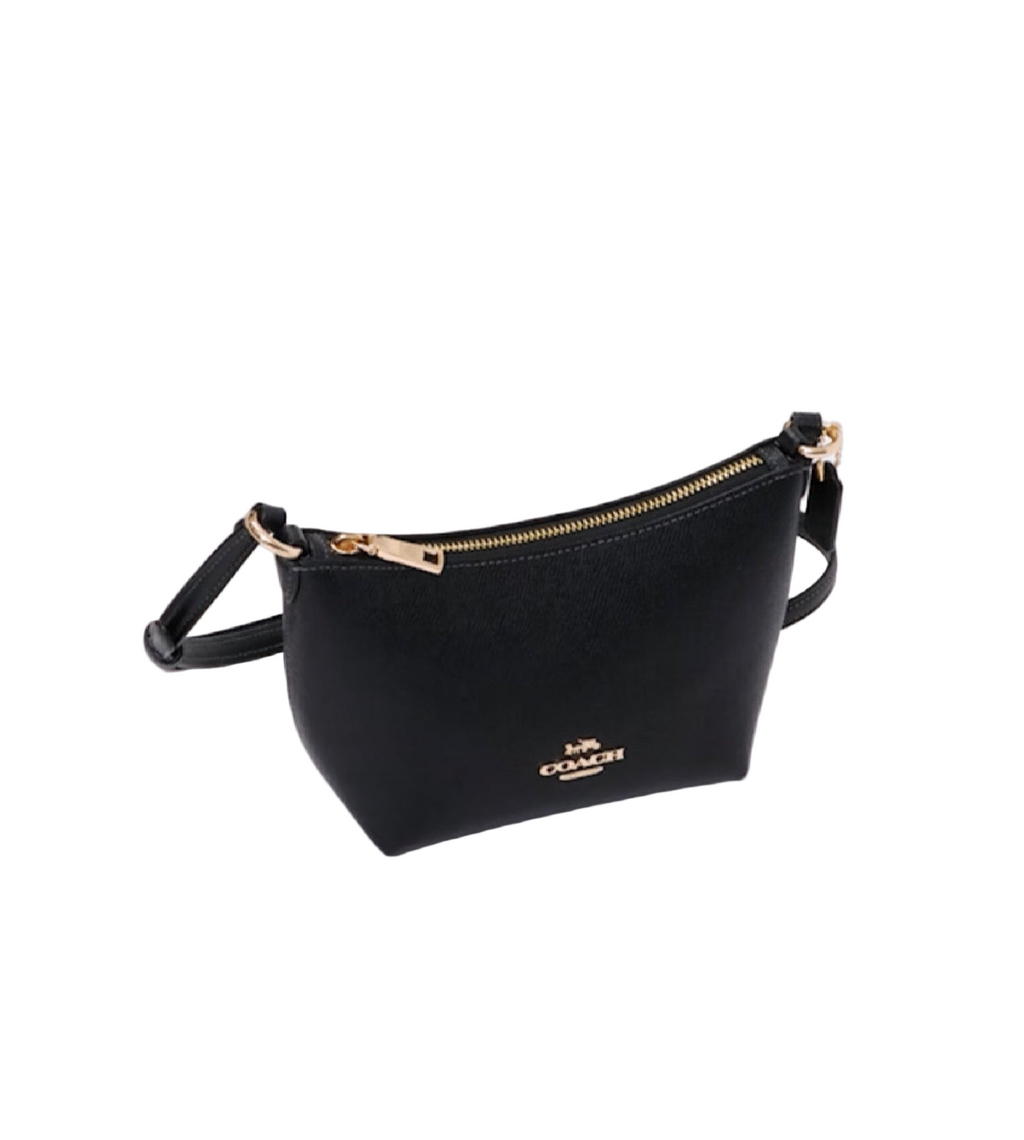 NWT Coach Small Zip Top Crossbody Leather Bag In Black