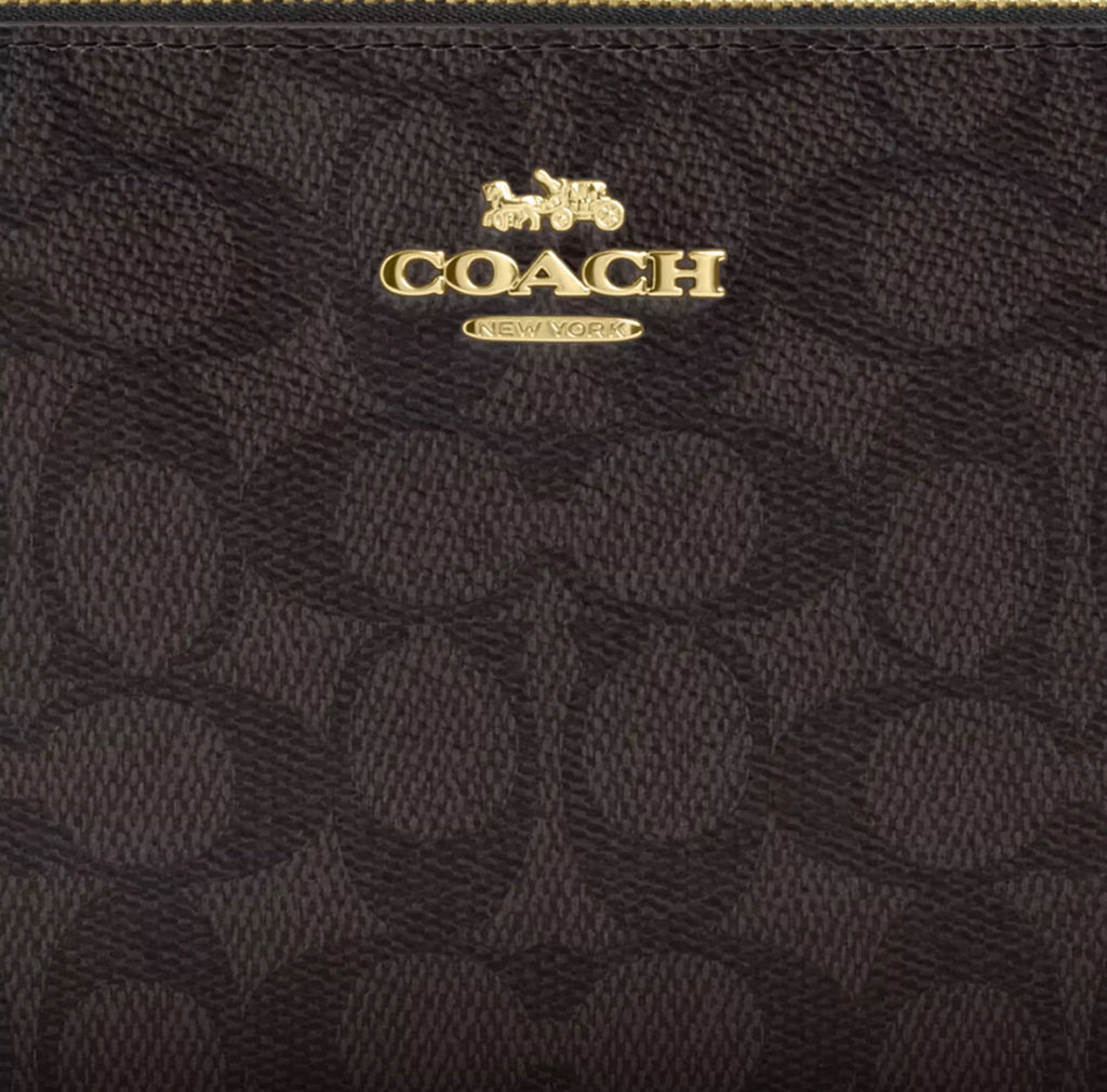 NWT Coach Large CornerZip Wristlet Wallet In Signature Canvas