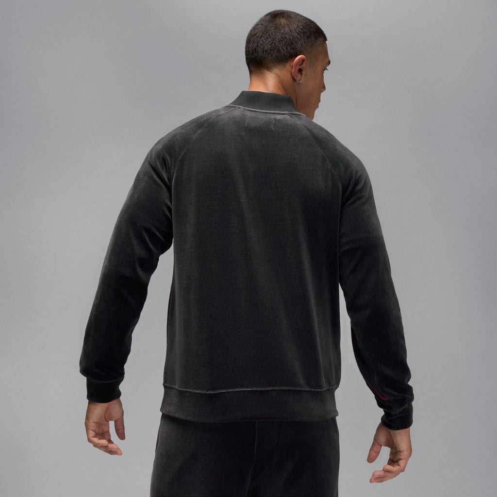 Men's Jordan Brooklyn Velour Track Jacket - Black/Gym Red