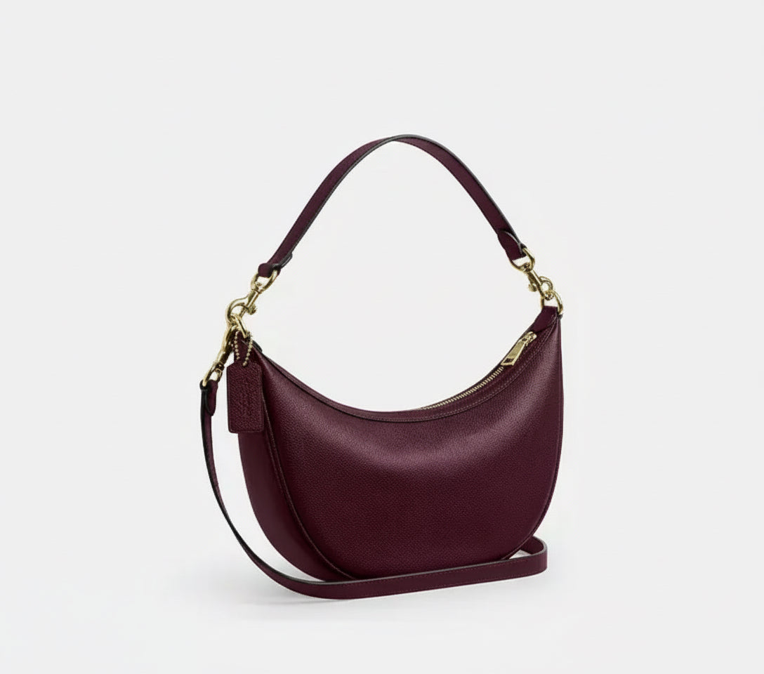Coach Aria Shoulder/Crossbody Leather Bag In Dark Wine