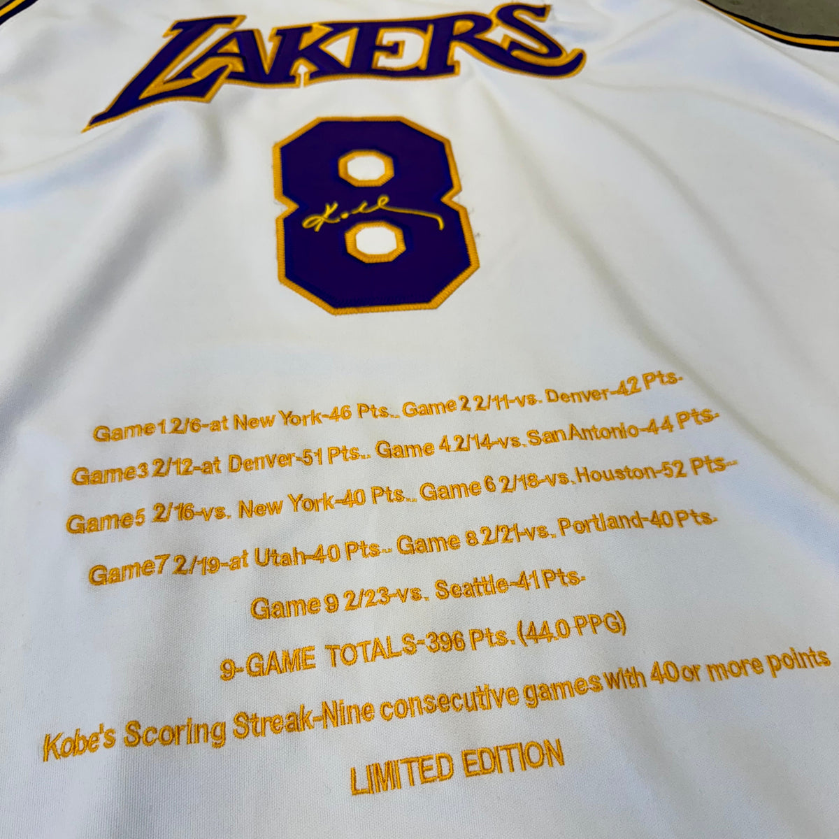 Kobe Bryant Mitchell & Ness 40-Point Game Statistics Jersey