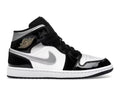 Air Jordan 1 Mid SE Patent Black White Metallic Silver Metallic Gold